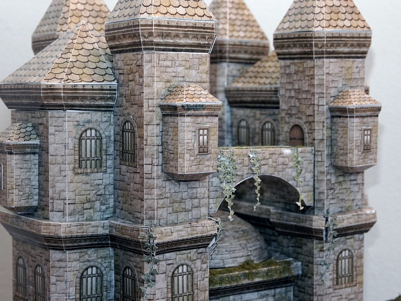 Papercraft castle, built with Cinema4D and Pepakura